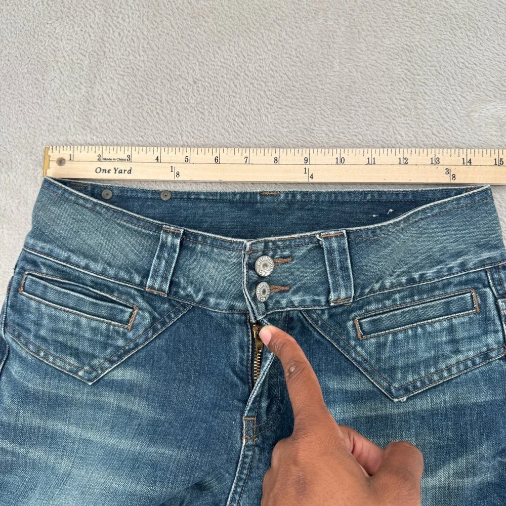 Vintage Y2K Chevignon Jumble Flare Leg Jeans Womens 27 Blue Denim Whisker‎ Wash